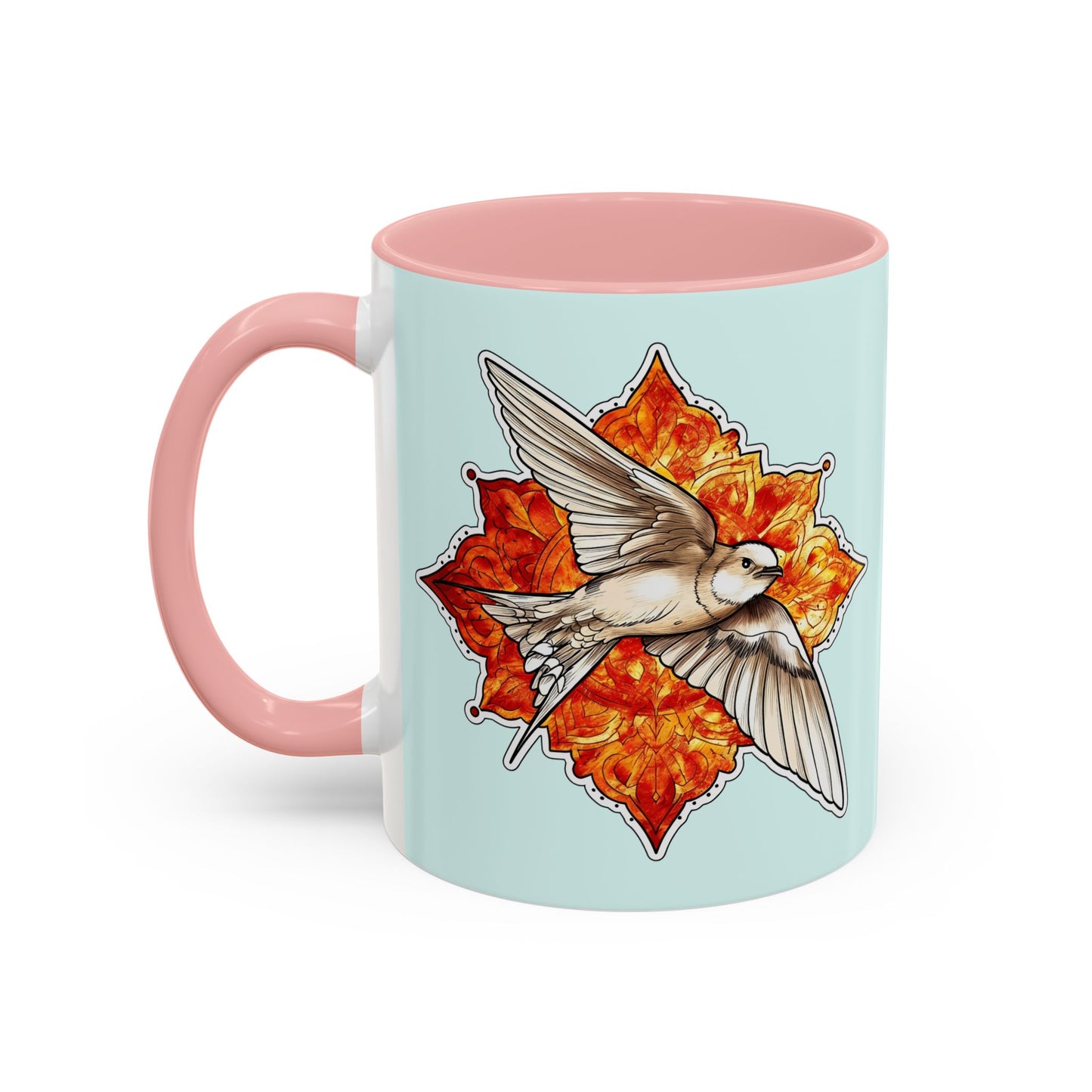 Swallow & Autumn Leaf Accent Coffee Mug — Ceramic Bird Lover Gift (11/15oz)