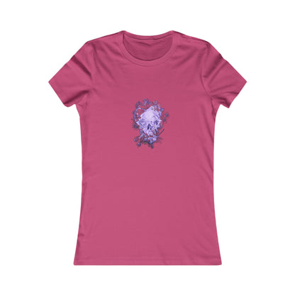 Floral Skull and Dragonfly Tattoo Art (Purple) - 9 color choices Ladies TShirt
