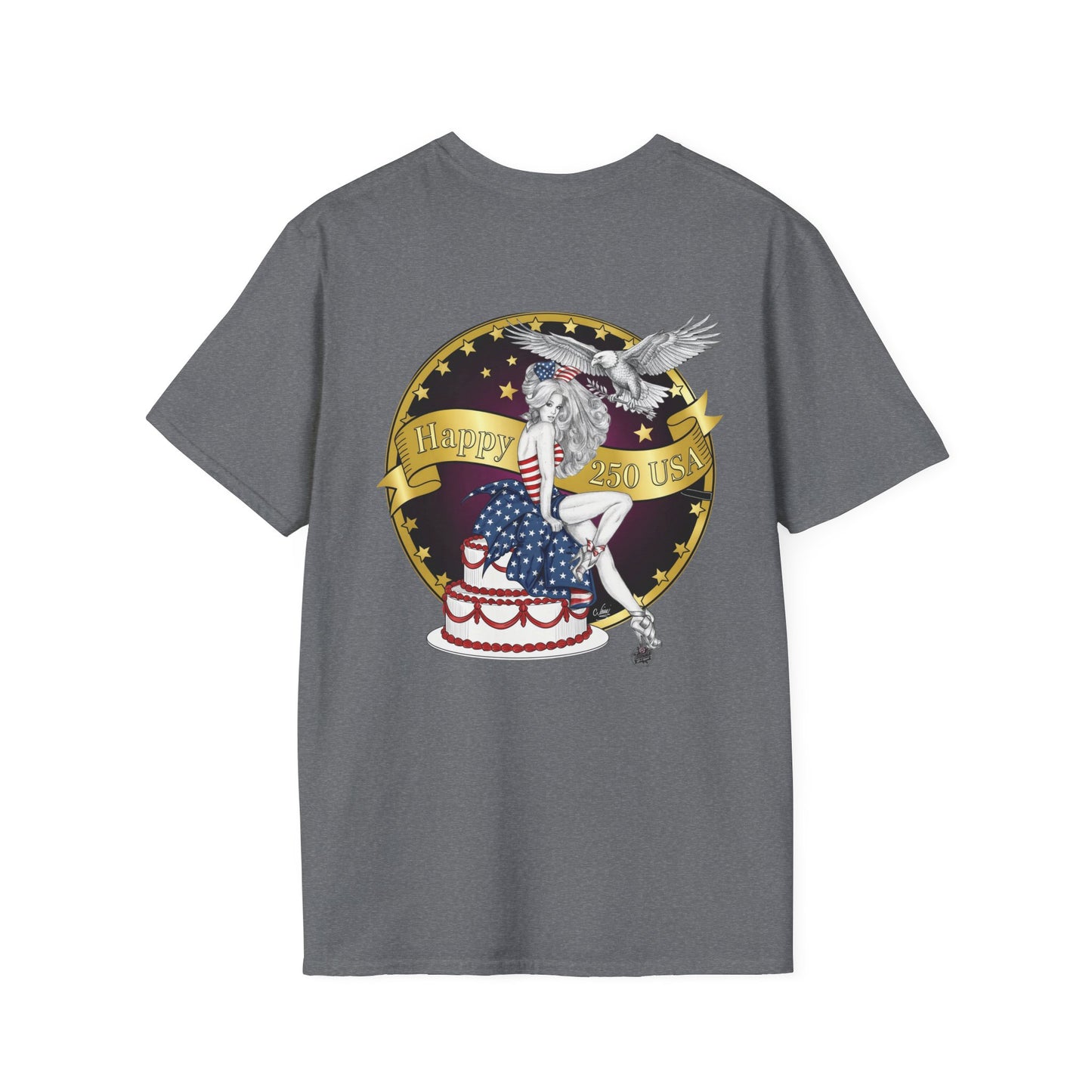 Eagle Tattoo T-Shirt with Flag & Lady Liberty – Happy 250th Birthday USA