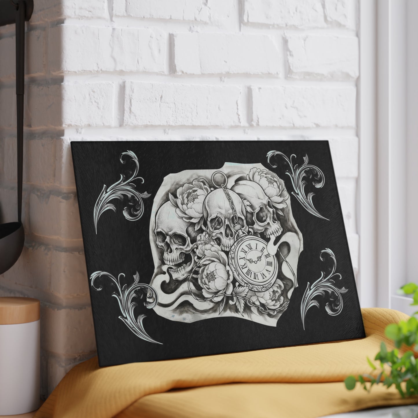 Skull Time - Glass Cutting Board