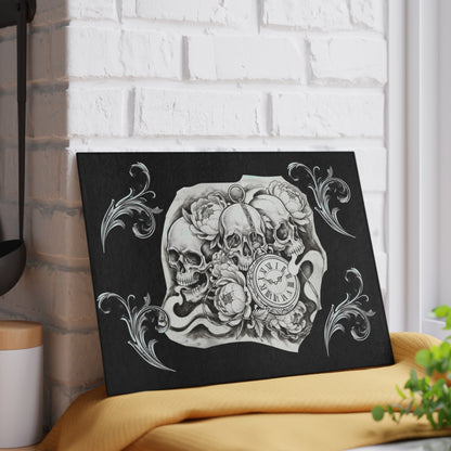 Skull Time - Glass Cutting Board