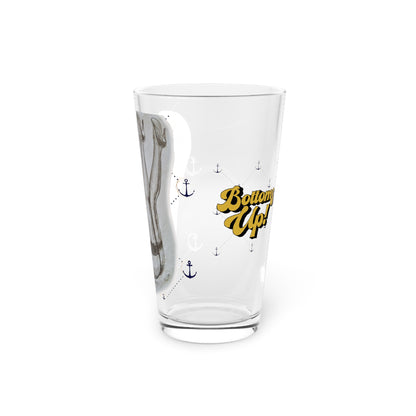 Vintage Sailor Girl Artwork and BOTTOMS UP 16oz Pint Glass