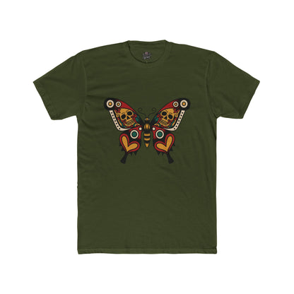 Butterfly Skulled Wings - Crew Tee — Red Yellow & Green Graphic 'Quiet Promise' Cotton Tee