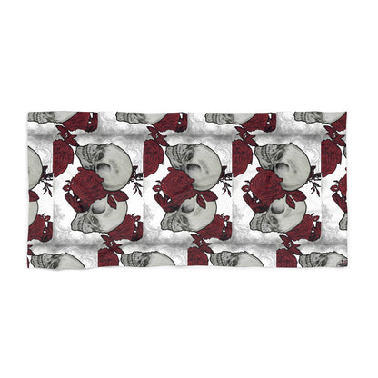 Skull and Roses - Beach Towel — Gothic Floral Beach Towel (Small & Large)