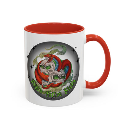 Nikki's Tattoo Studio Collection - Skull and Red Snake Logo, Coffee Mug
