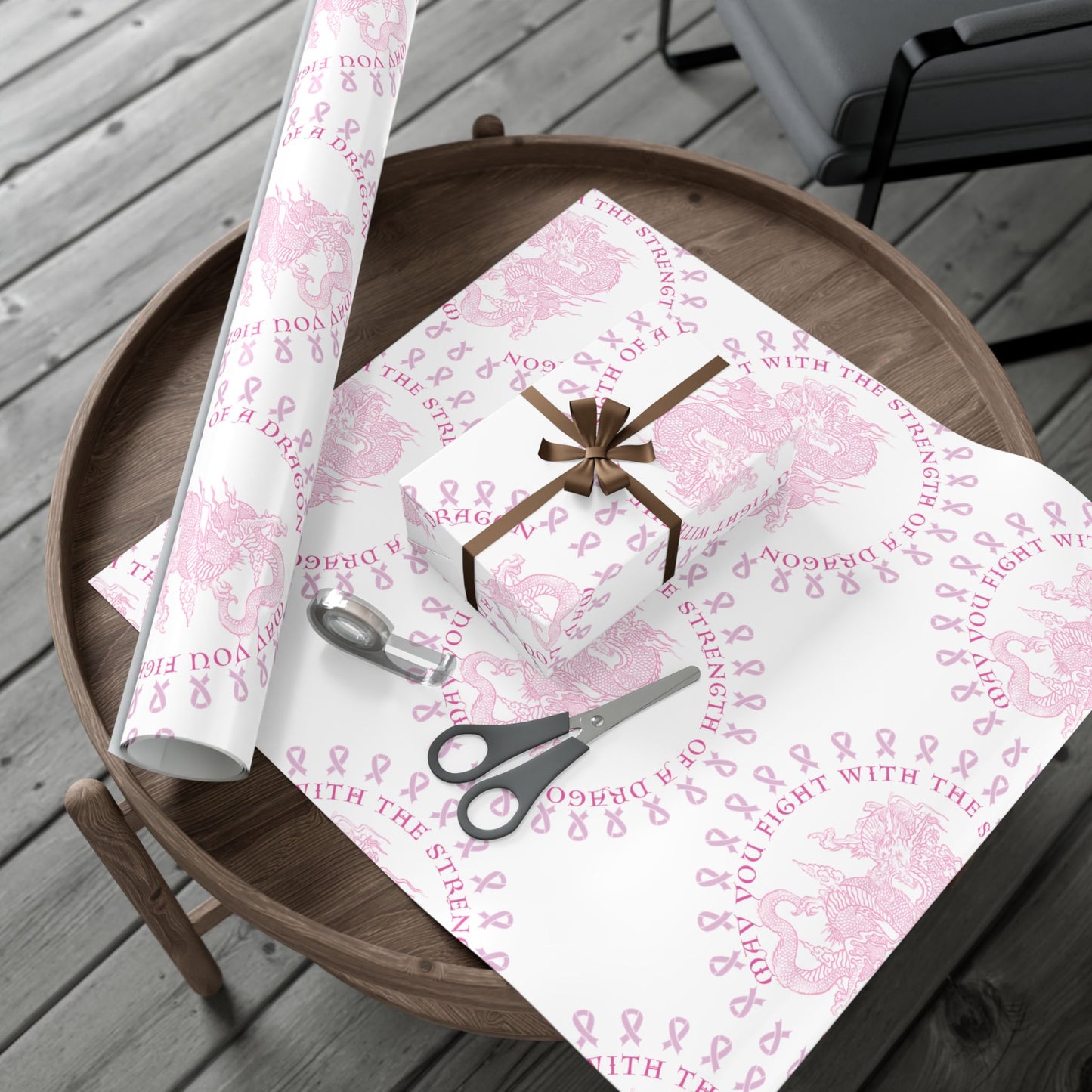 Dragon Strength Gift Wrap Paper — "May You Fight With the Strength of a Dragon" Tattoo Artwork
