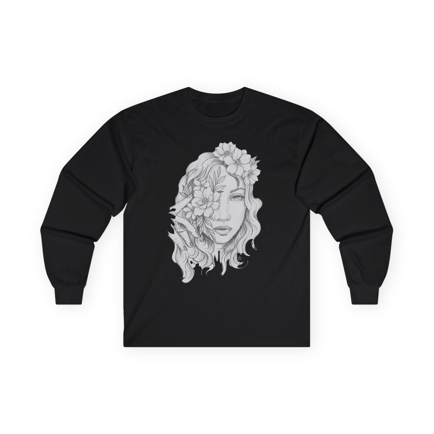 Flower Child Tattoo Artwork - Long Sleeve Ultra Cotton T-Shirt
