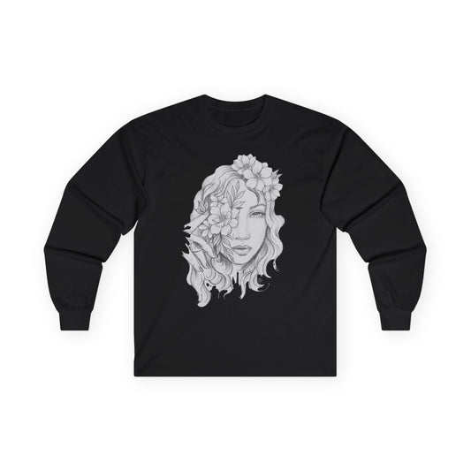 Flower Child Tattoo Artwork - Long Sleeve Ultra Cotton T-Shirt
