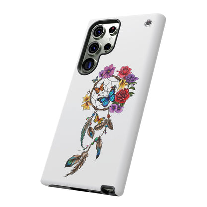 Dreamcatcher &  Butterflies White — Tough Galaxy S10-S25 Series Protective Cover
