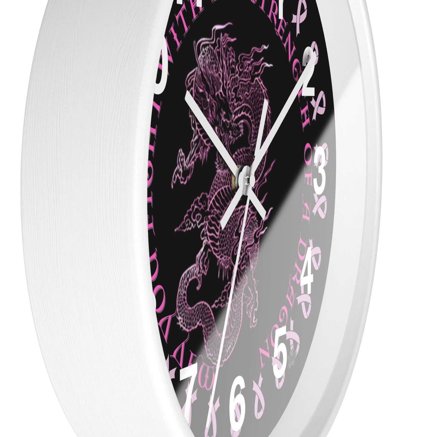 Dragon Strength - Wall Clock Black Background