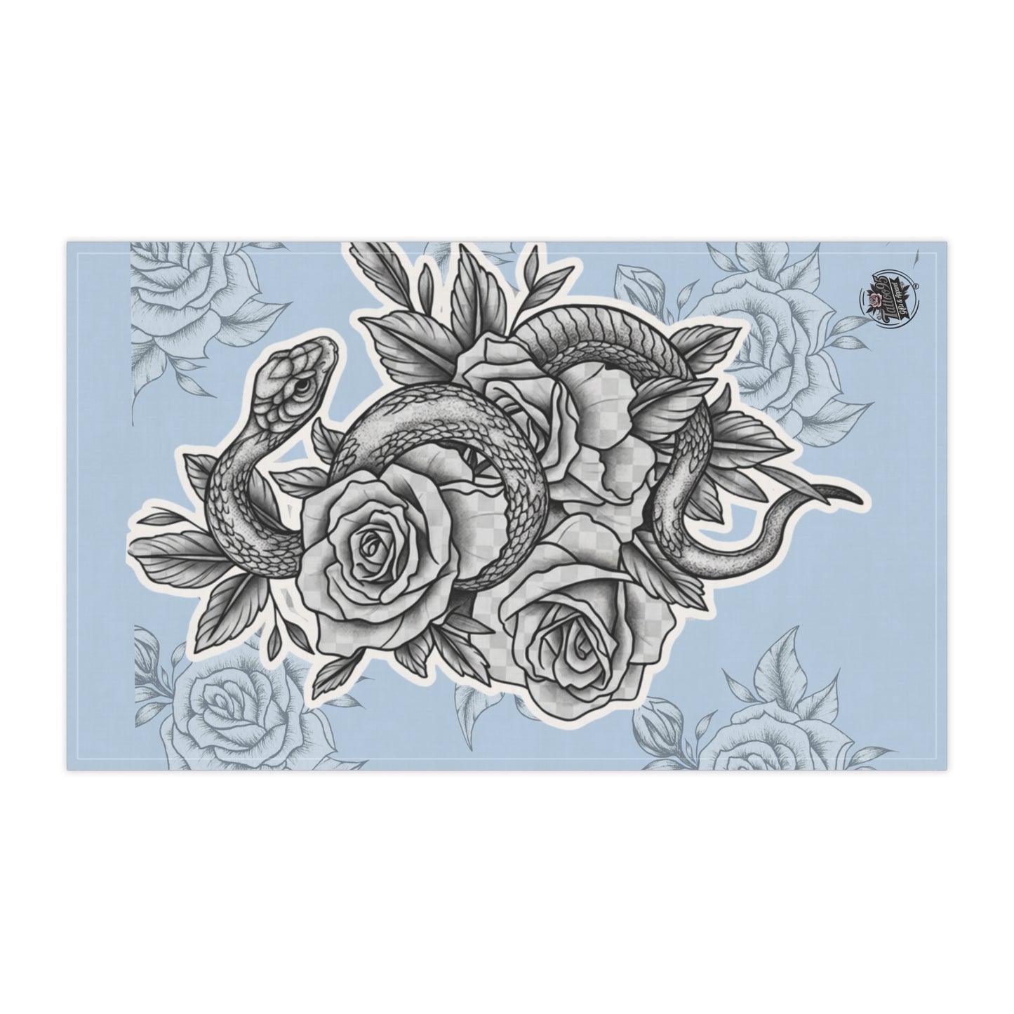 Snake and Roses Tea Towel — Vintage Botanical Sketch Kitchen Towel