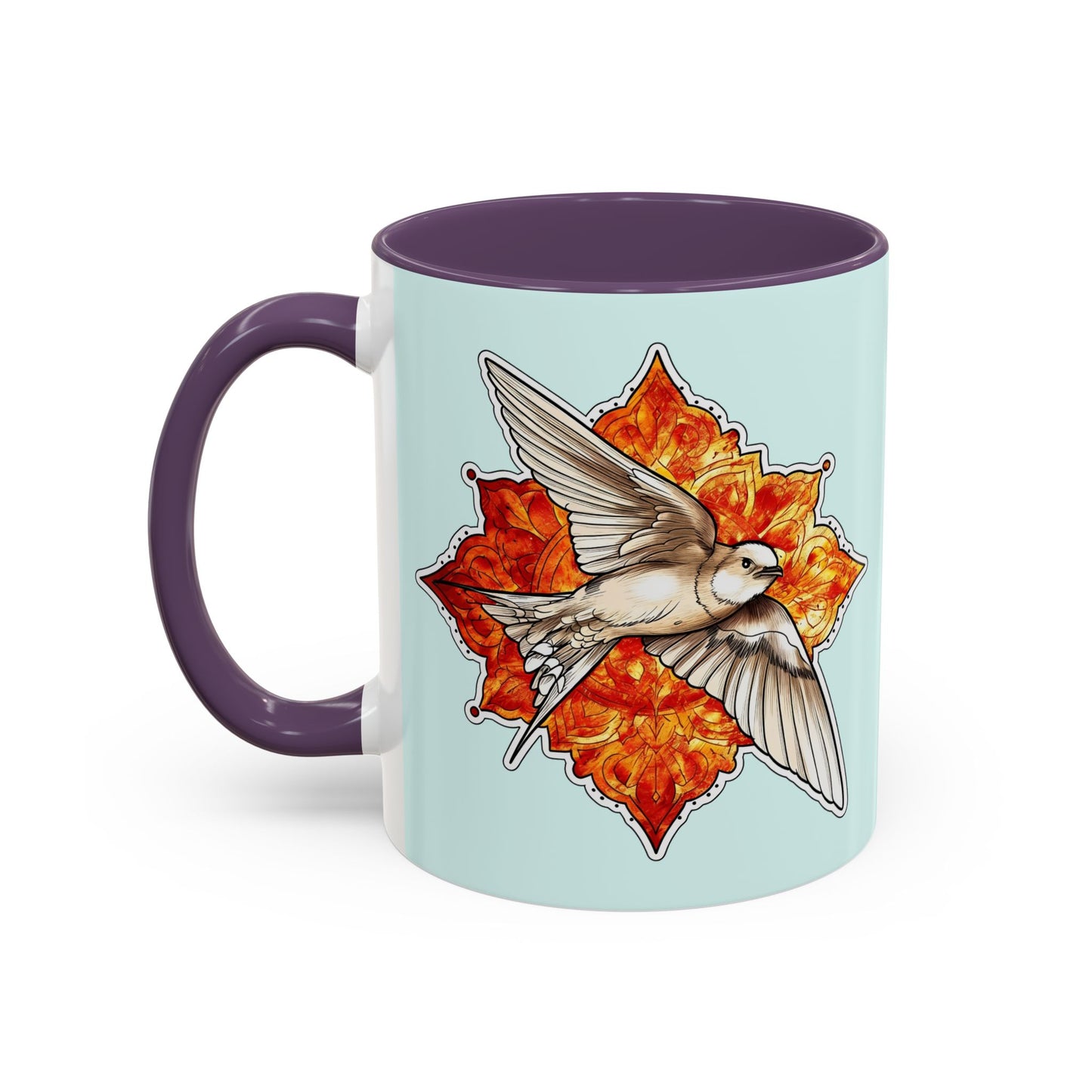 Swallow & Autumn Leaf Accent Coffee Mug — Ceramic Bird Lover Gift (11/15oz)