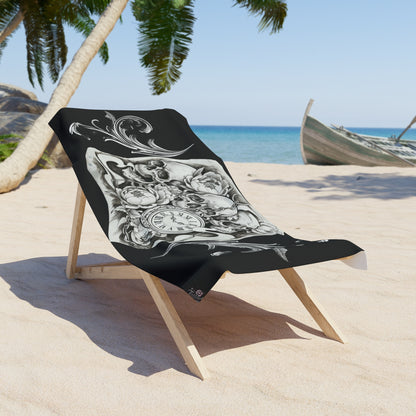 Skull Time - Beach Towel — Gothic Beach Towel (Small & Large)