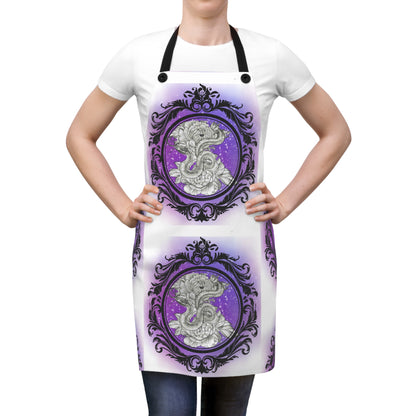 Snake & Peony Flowers Original Tattoo Artwork - Apron