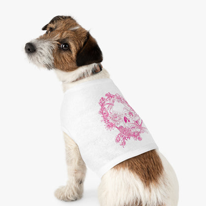 Floral Skull and Dragonfly Tattoo Art (Pink) - Black Pet  Tank Top – White Pet Tank Top
