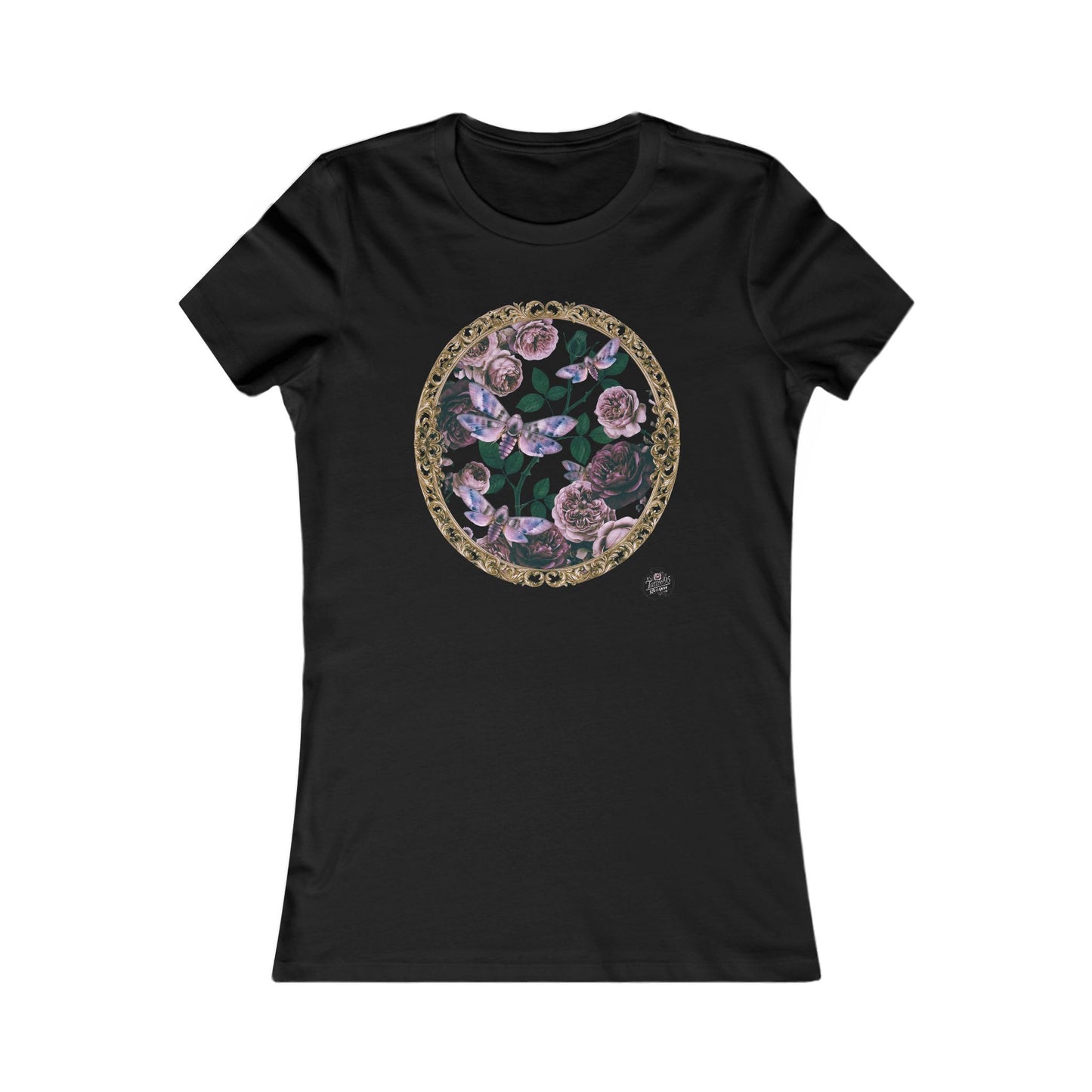 Purple Moths & Roses Women's Slim Fit Tee — Original Tattoo Artwork