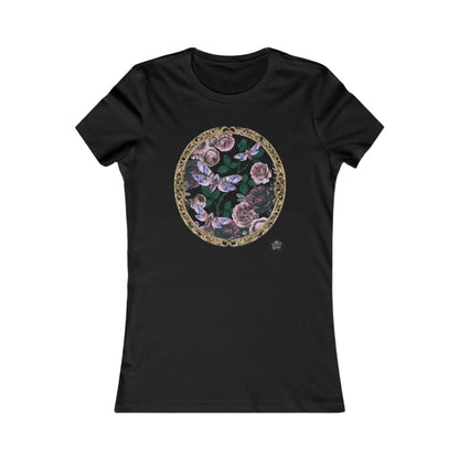 Purple Moths & Roses Women's Slim Fit Tee — Original Tattoo Artwork