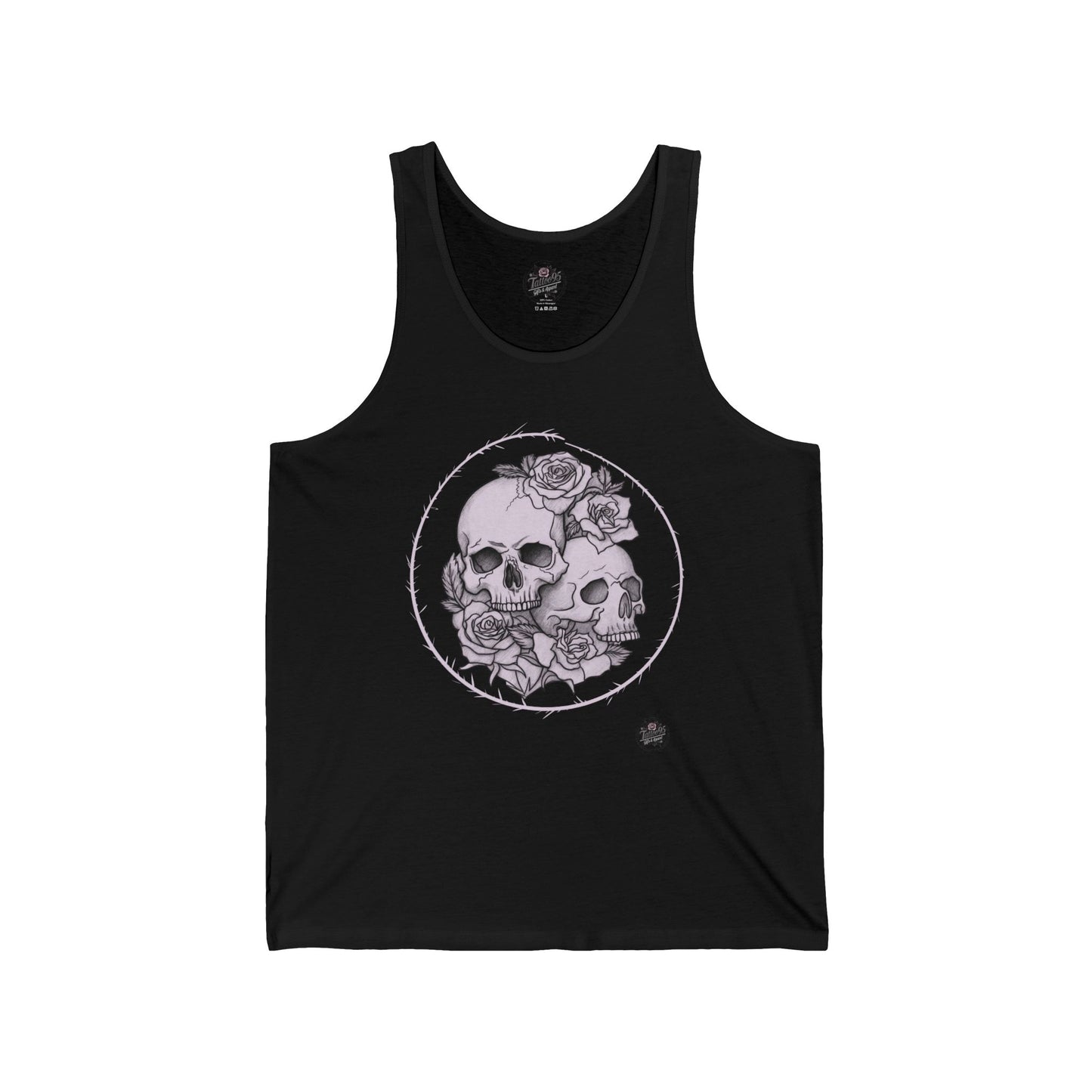 Roses Skull Pair - Unisex Jersey Tank Top