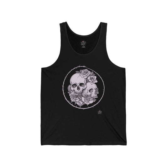 Roses Skull Pair - Unisex Jersey Tank Top