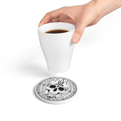 Sugar Skull - Ceramic Coaster — Day of the Dead Decorative Drink Coaster