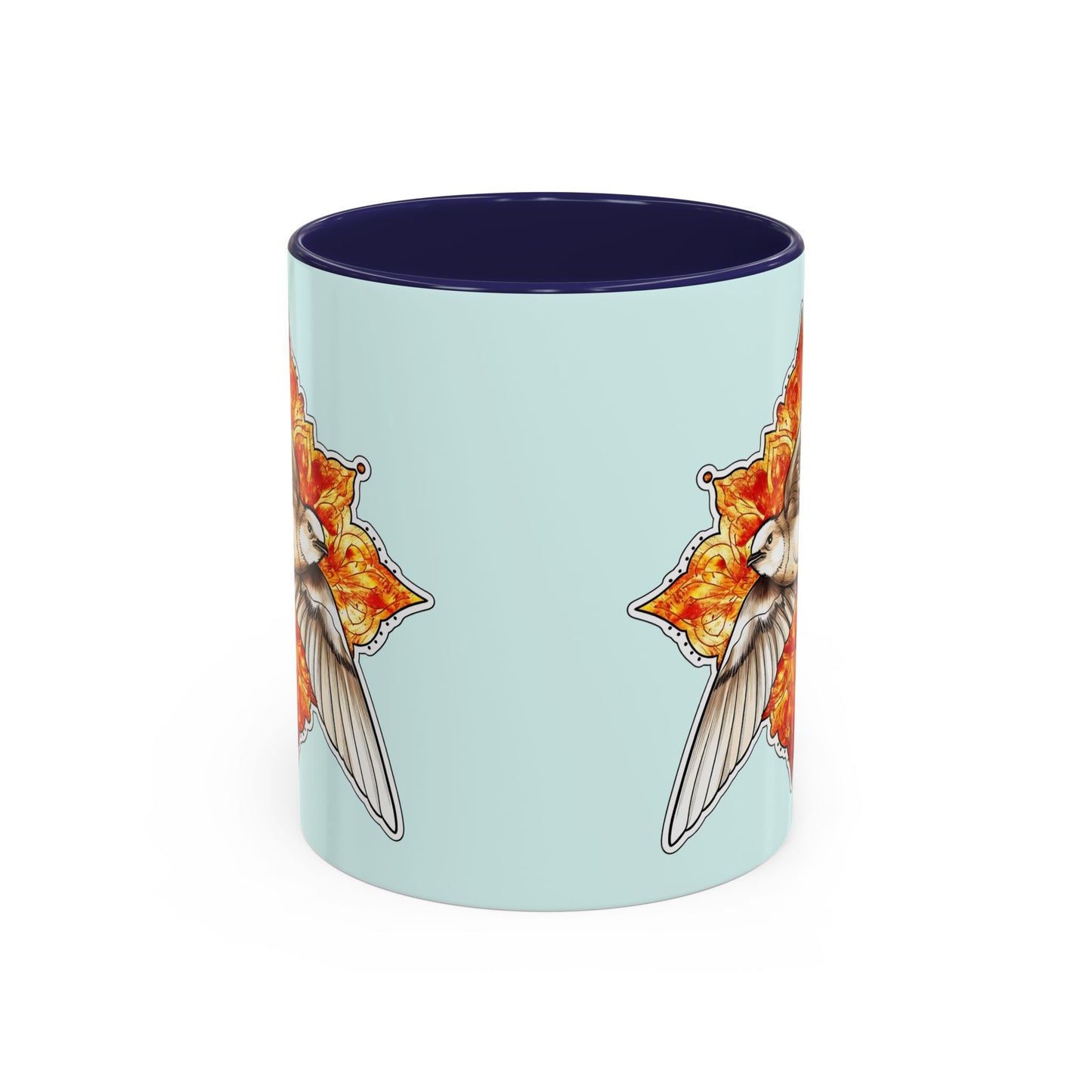 Swallow & Autumn Leaf Accent Coffee Mug — Ceramic Bird Lover Gift (11/15oz)
