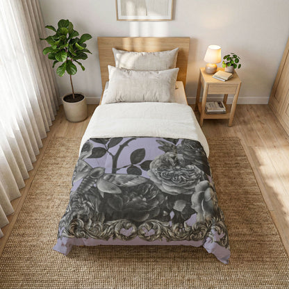 Vintage Floral Cotton Comforter – Dark Botanical Bedspread