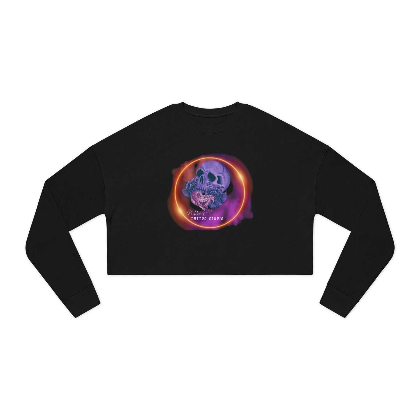 Nikki's Tattoo Studio Collection - Skull and Snake Logo - Women's Cropped Sweatshirt