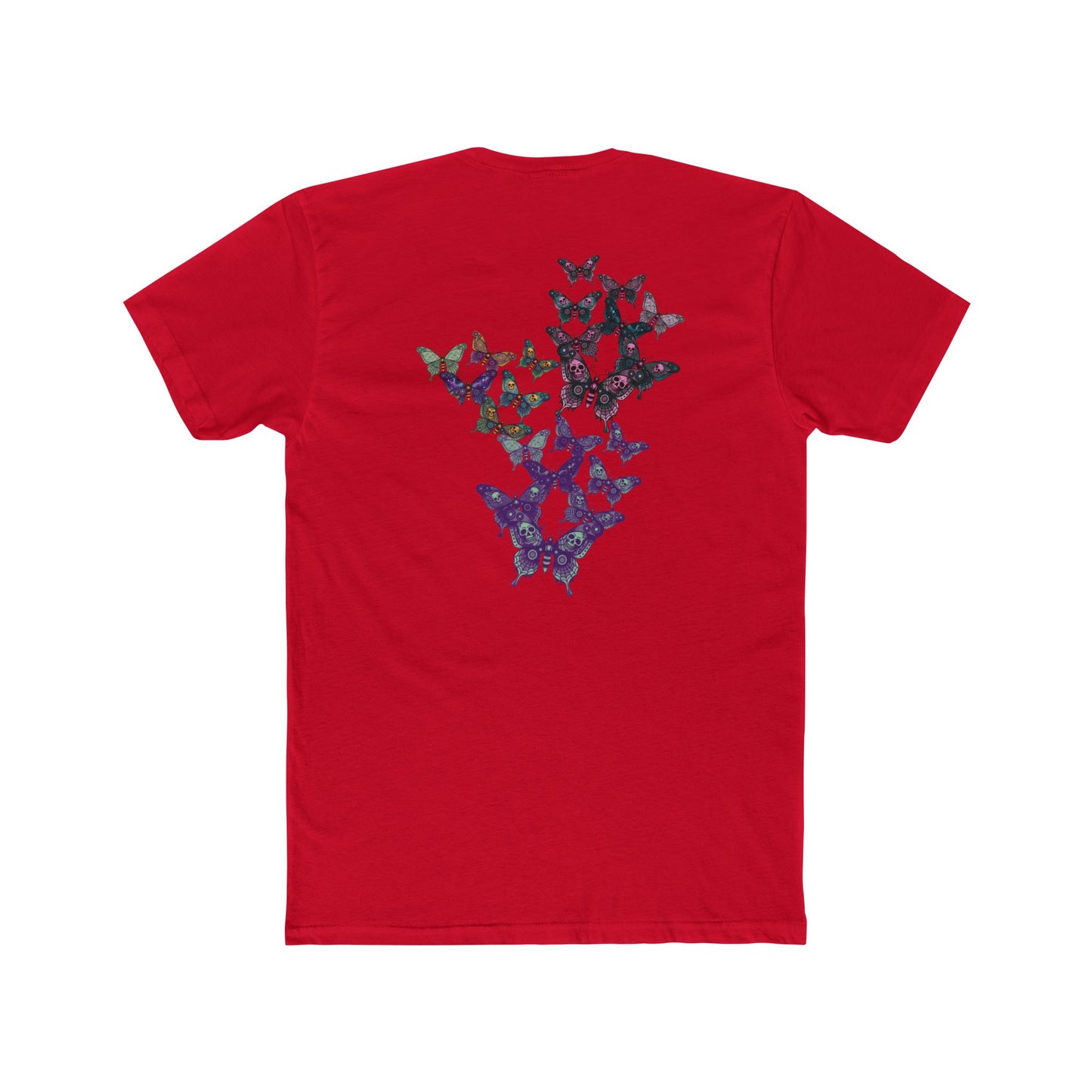 Butterfly Skulled Wings - Crew Tee — Blue Graphic 'Quiet Promise' Cotton Tee