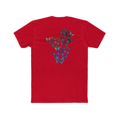 Butterfly Skulled Wings - Crew Tee — Blue Graphic 'Quiet Promise' Cotton Tee