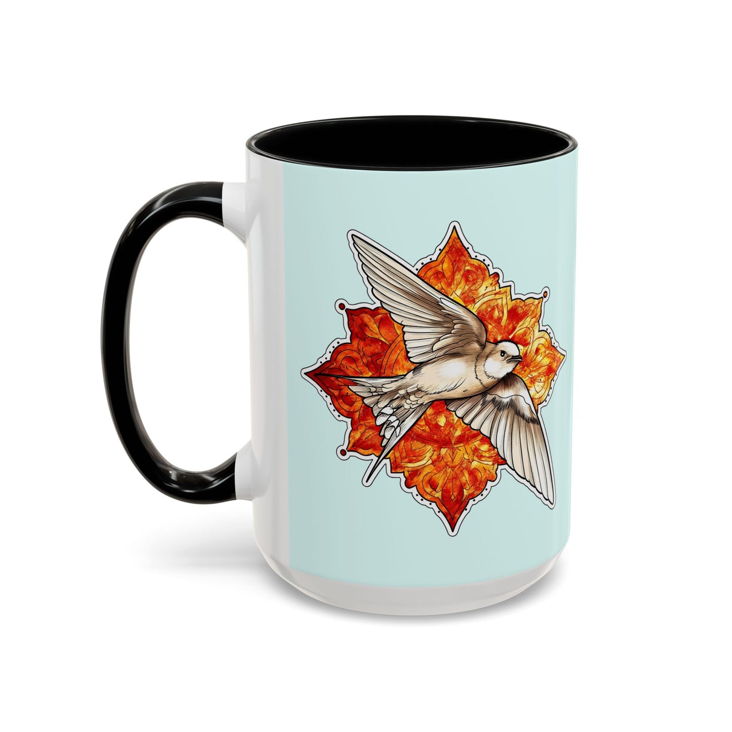 Swallow & Autumn Leaf Accent Coffee Mug — Ceramic Bird Lover Gift (11/15oz)