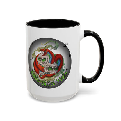 Nikki's Tattoo Studio Collection - Skull and Red Snake Logo, Coffee Mug