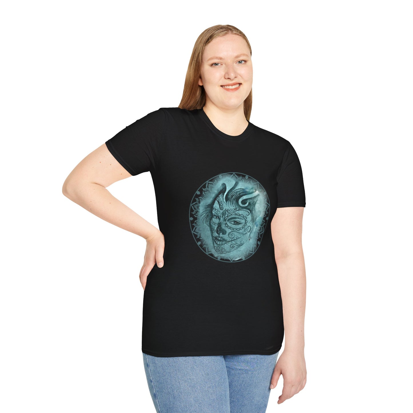 Beautiful Face Tattoo Art - Gildan T-Shirt — Artistic Portrait Graphic Tee