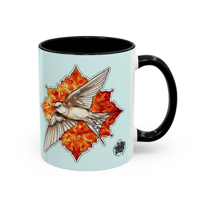 Swallow & Autumn Leaf Accent Coffee Mug — Ceramic Bird Lover Gift (11/15oz)
