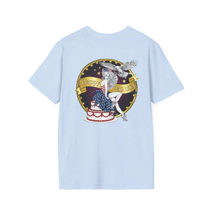 Happy Birthday America Rose Tattoo - Gildan Black T-Shirt — Artistic Portrait Graphic Tee