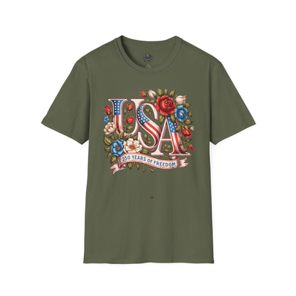 Floral USA 250th T-Shirt — Happy Birthday America