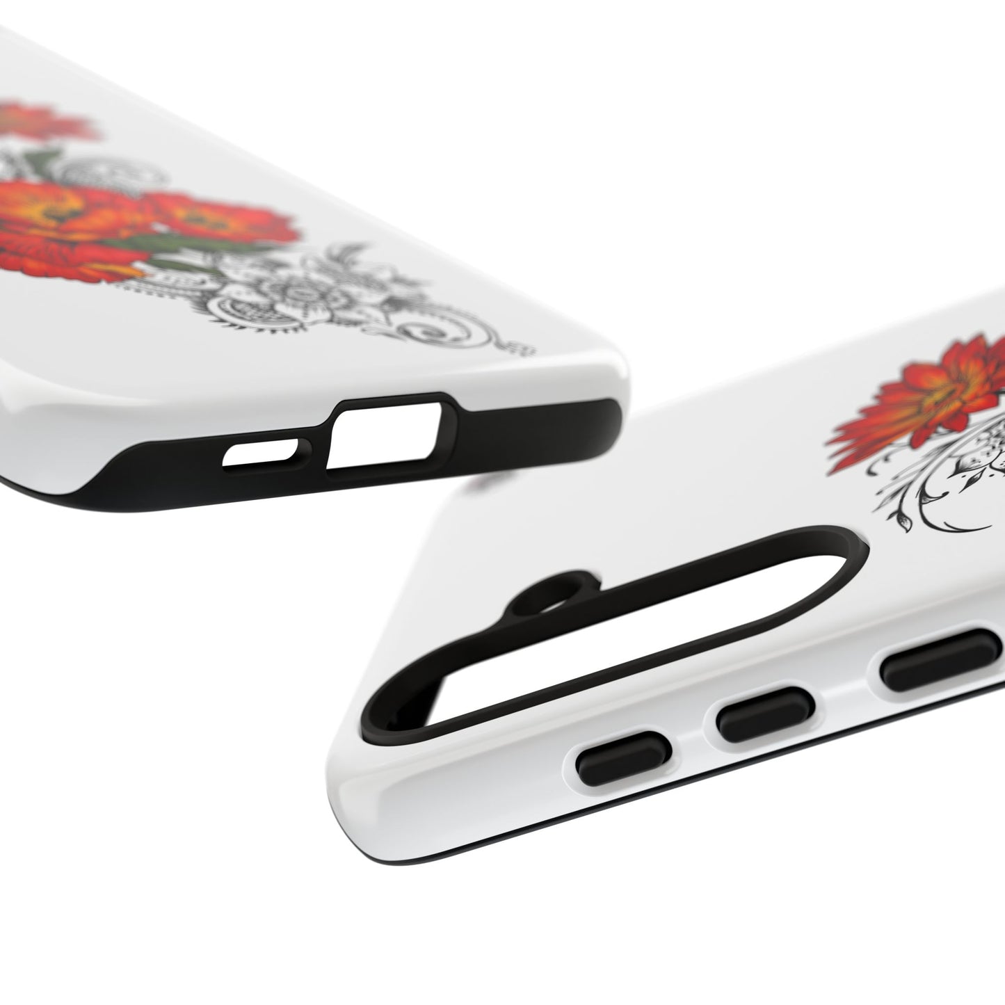 Floral Red Poppy - Tough Galaxy Phone Case Series S10-S25 Series