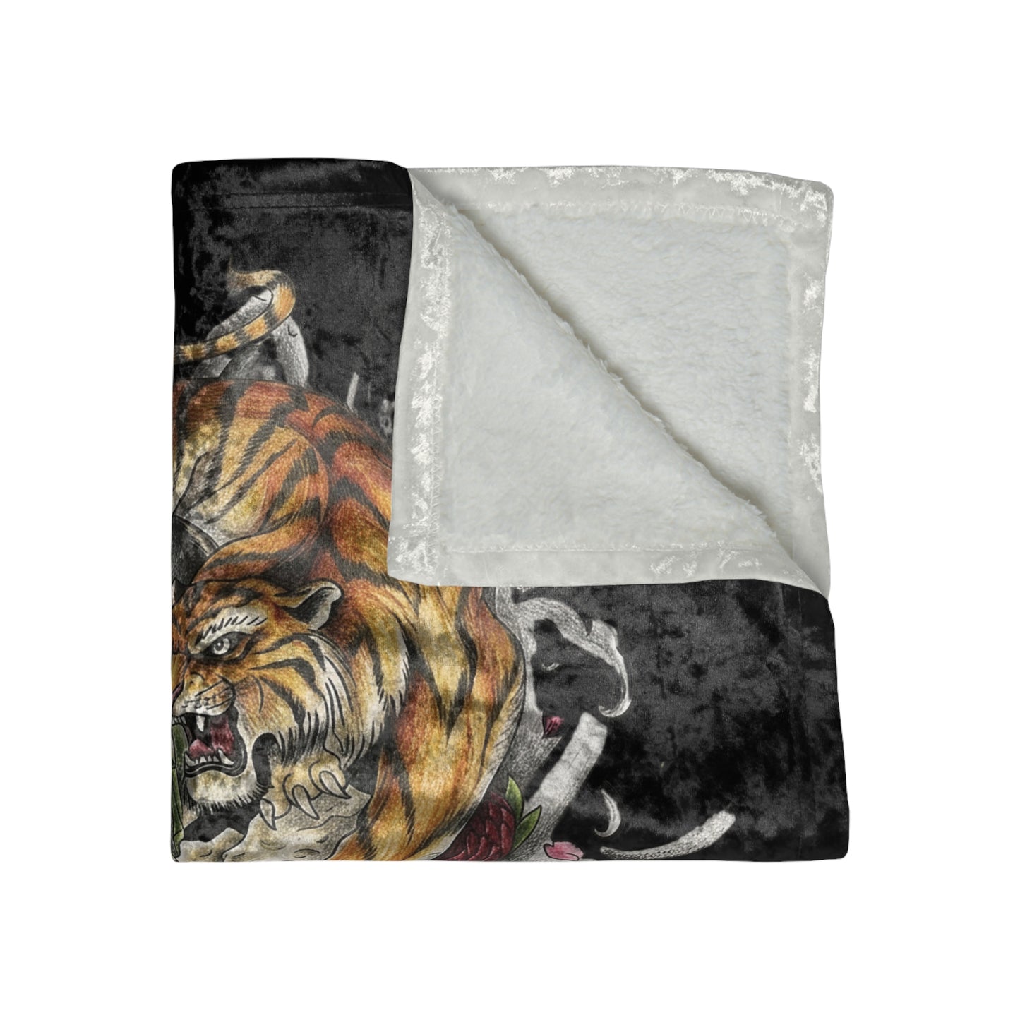 Tiger, Dragon & Skulls - Crushed Velvet Blanket