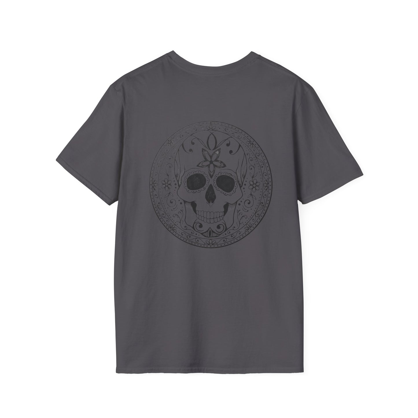 Skull Flower Mandala Trio - Unisex T-Shirt — Sugar Skull Back Medallion