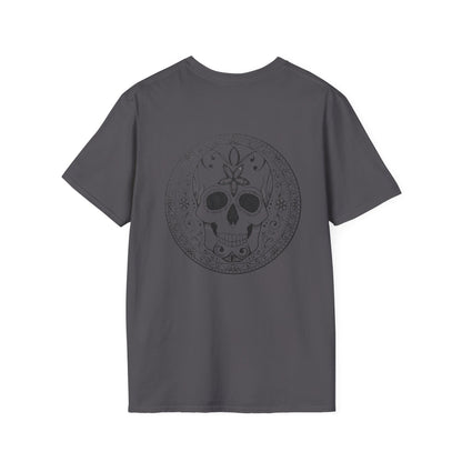 Skull Flower Mandala Trio - Unisex T-Shirt — Sugar Skull Back Medallion