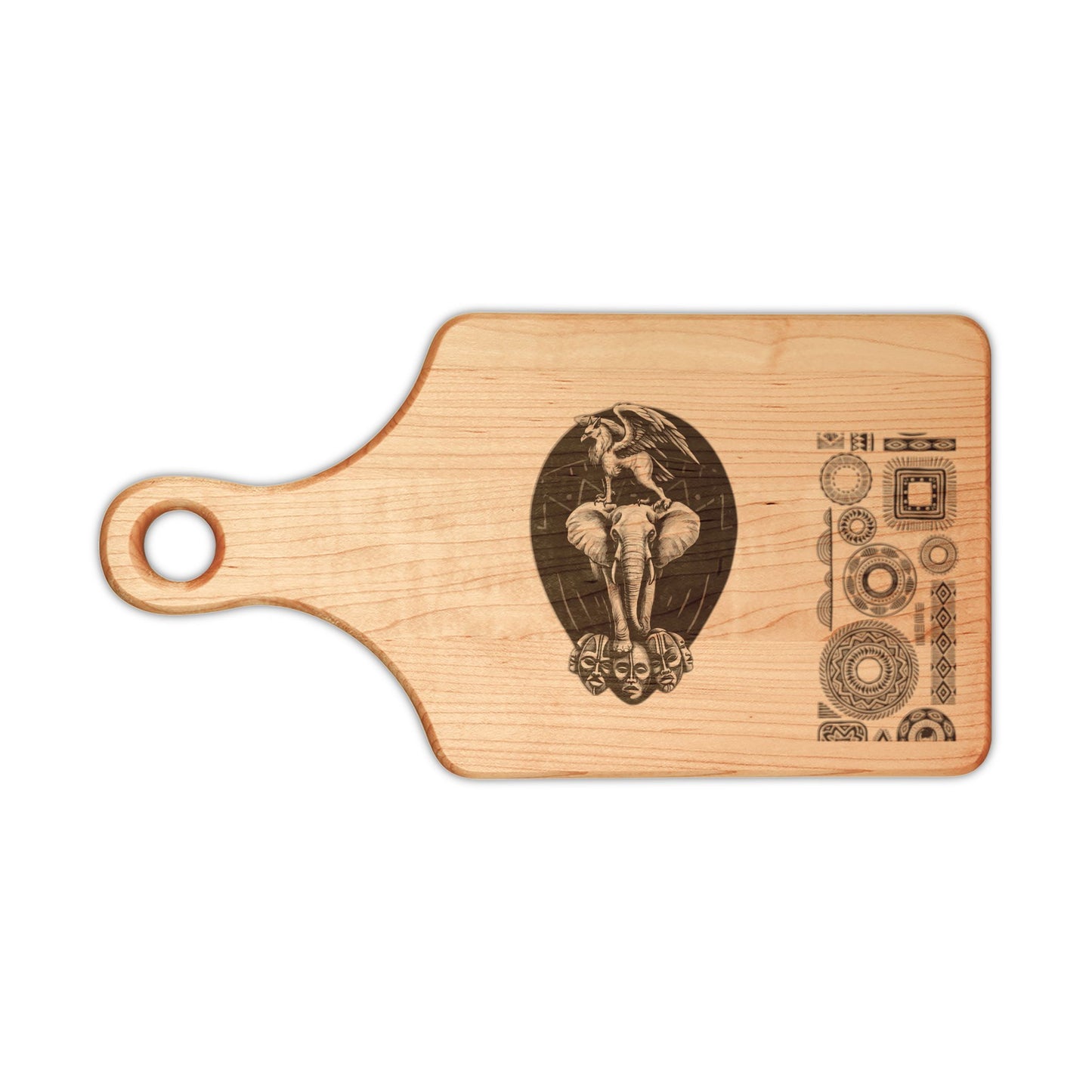 African-Inspired Totem Tattoo Engraved Wooden Cutting Board — Decorative Serving & Chopping Board