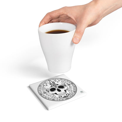 Sugar Skull - Ceramic Coaster — Day of the Dead Decorative Drink Coaster