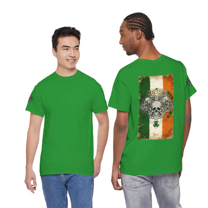 Irish Strong - Skull Flag T-Shirt — Relaxed Fit Tee with Back Tattoo Artwork