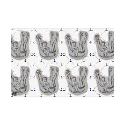 Vintage Sailor Girl Artwork Gift Wrap Paper — Nautical Retro Wrapping Sheets