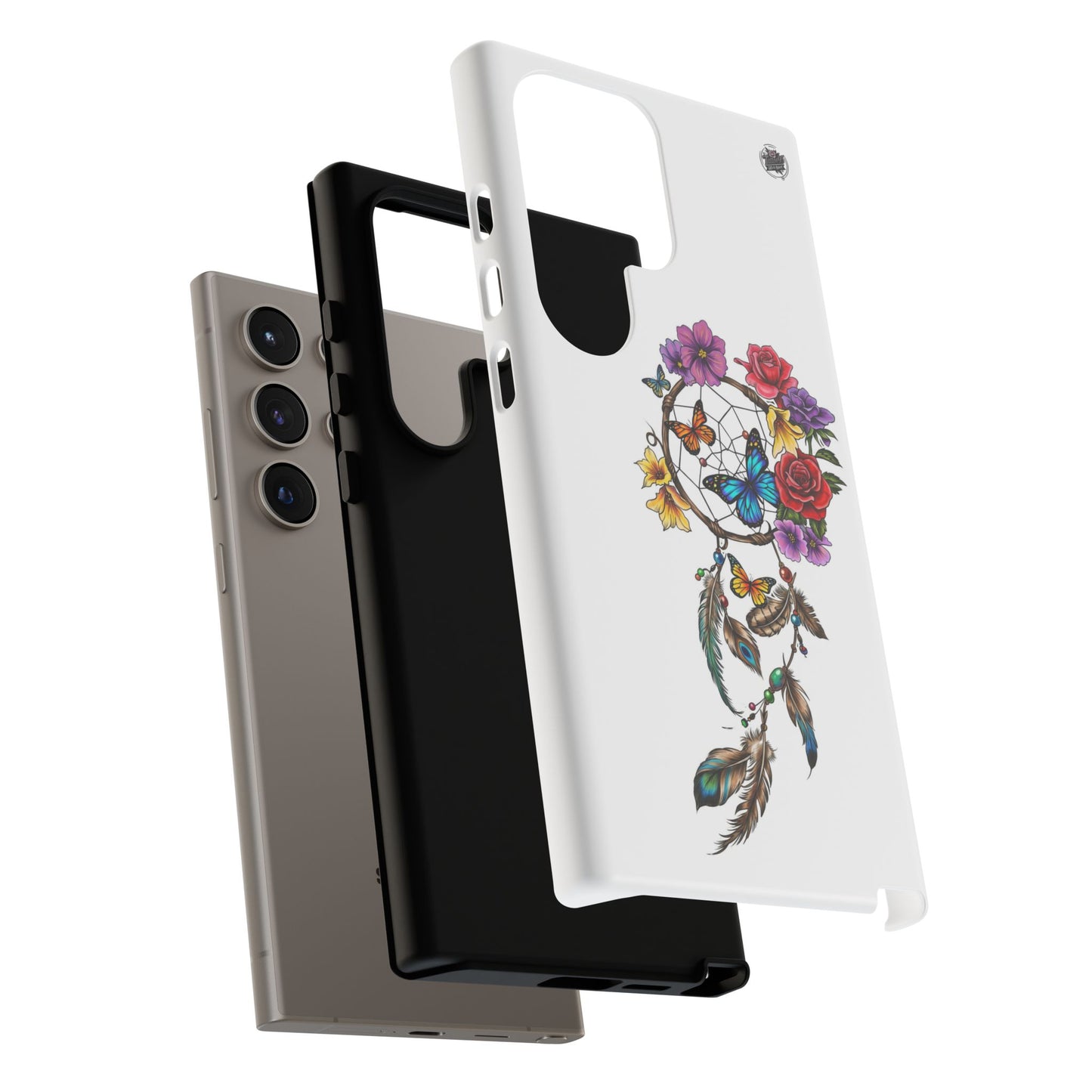 Dreamcatcher &  Butterflies White — Tough Galaxy S10-S25 Series Protective Cover