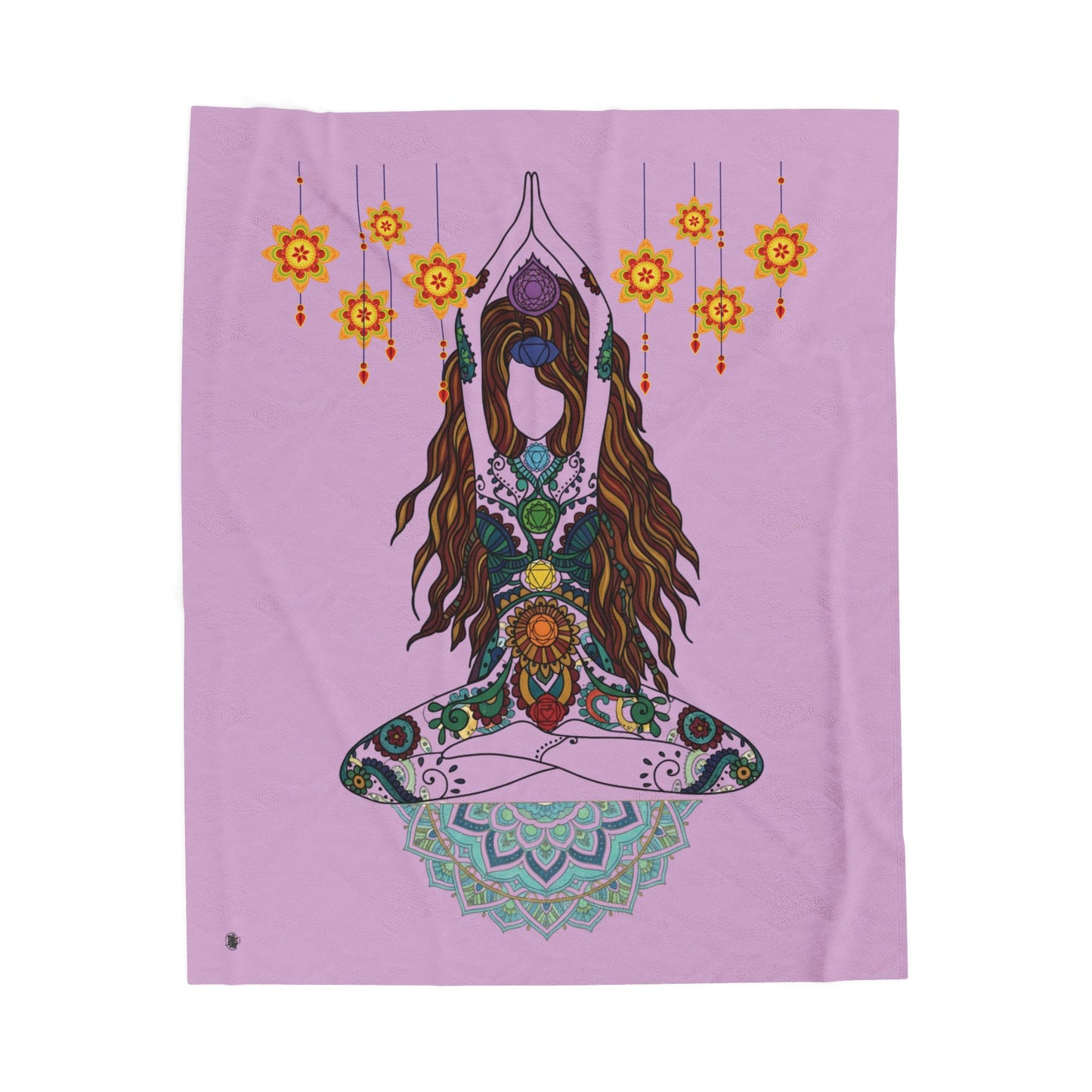 Yoga Goddess Meditation Lotus Mandala - Blanket - Sofa Sizes - Velveteen Plush Blanket