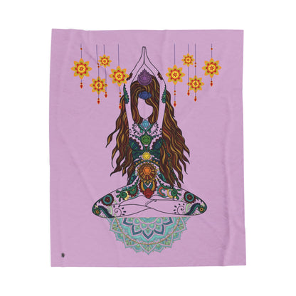 Yoga Goddess Meditation Lotus Mandala - Blanket - Sofa Sizes - Velveteen Plush Blanket