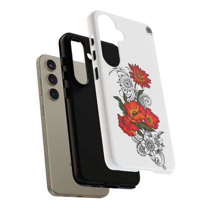 Floral Red Poppy - Tough Galaxy Phone Case Series S10-S25 Series