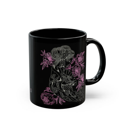 Flowing Geisha Tattoo - Coffee Mug — 11oz & 15oz - Black Background