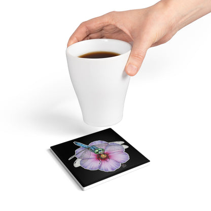 Dragonfly Hibiscus - Round/Square Ceramic Drink Coaster