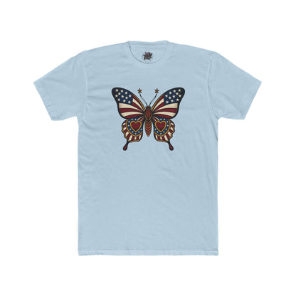 Butterflies Are Free US Flag Graphic Tee — Patriotic Butterfly Crew Tee